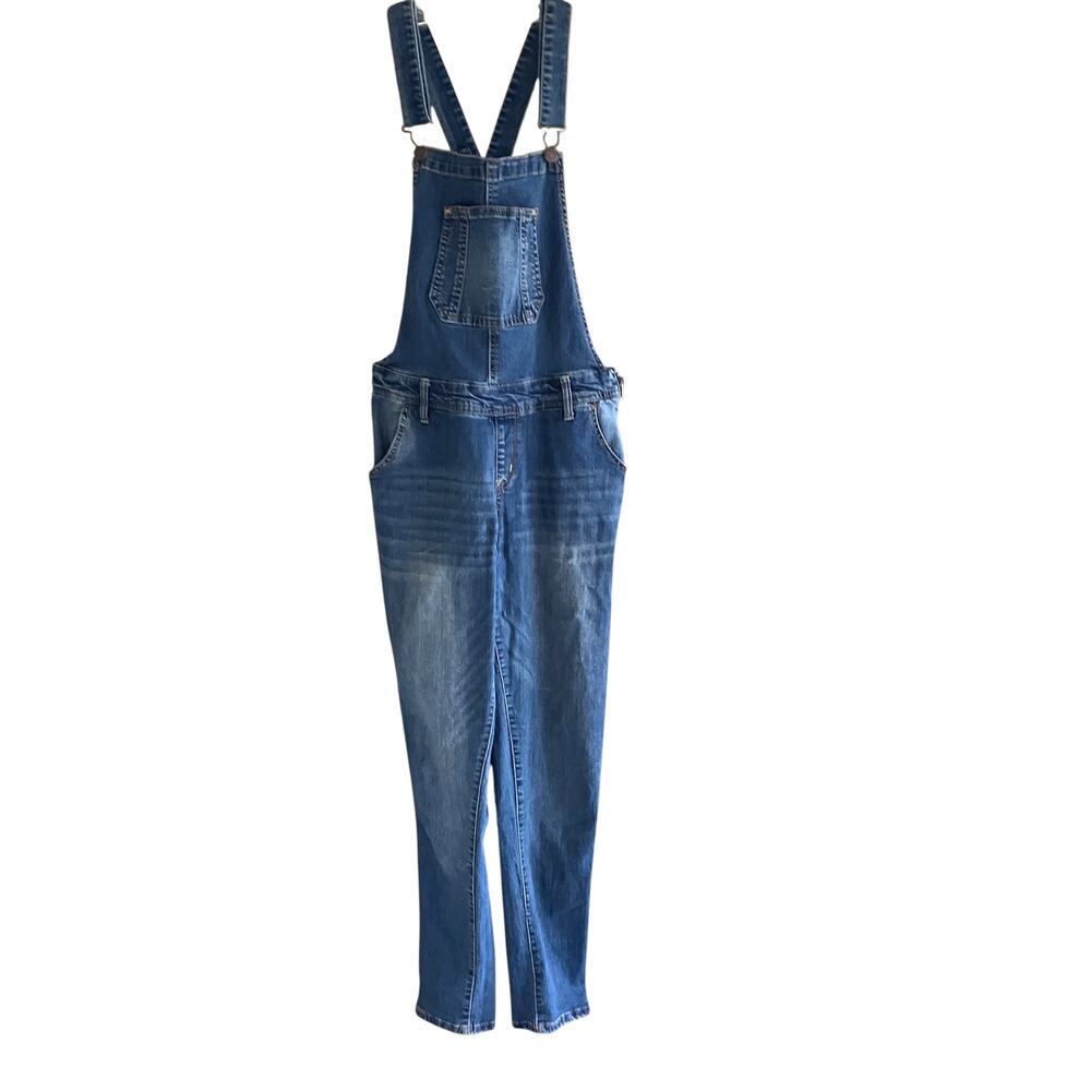 Wallflower Blue Denim Overalls Cross Back Straps L Festival Boho Side Zip